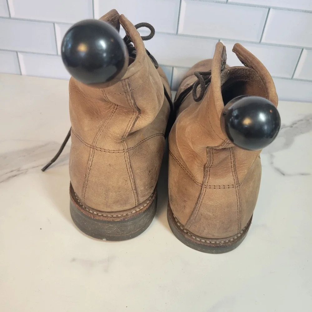 LL Bean Katahdin Iron Works Engineer Boots Brown Leather Cap Toe Mens 9.5 D